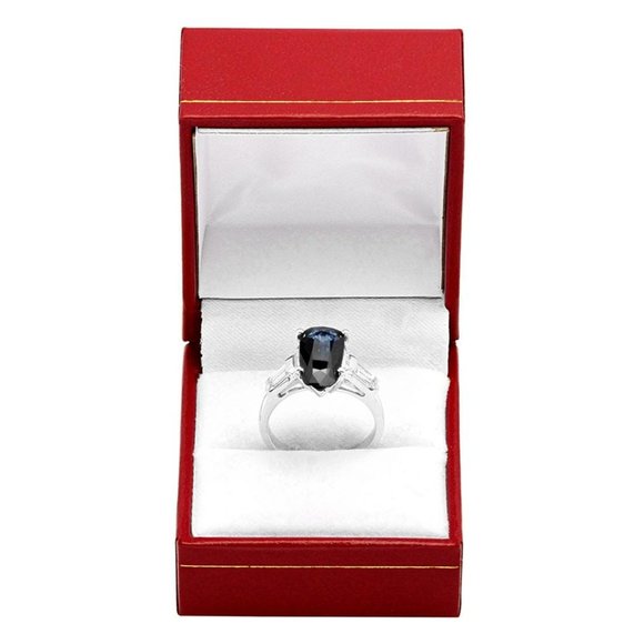 Sapphire and Diamond Ring 14K White Gold Setting - Picture 3 of 6